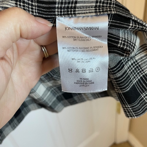 NWT Jonathan Simkhai Standard Crissy Plaid Mini Dress Black White Size Large - Picture 8 of 8